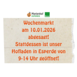 Abgesagt – Wochenmakrt am 10.01.2026