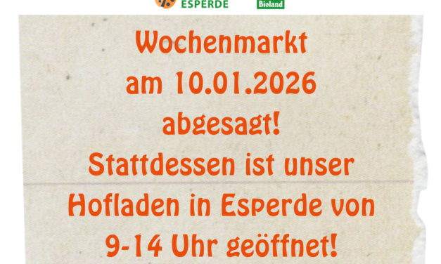Abgesagt – Wochenmakrt am 10.01.2026